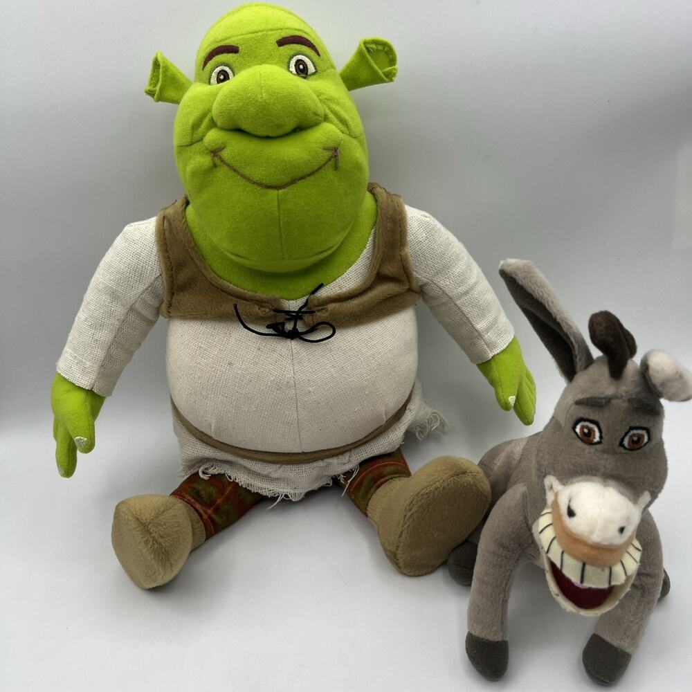 DreamWorks 16' Inch Shrek & 10' Inch Donkey Stuffy, Pre-owned
